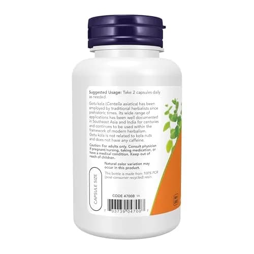 NOW Foods Gotu Kola Herbal Supplement 450 mg 100 Veg Capsules | Supports Focus & Memory thumbnail 3