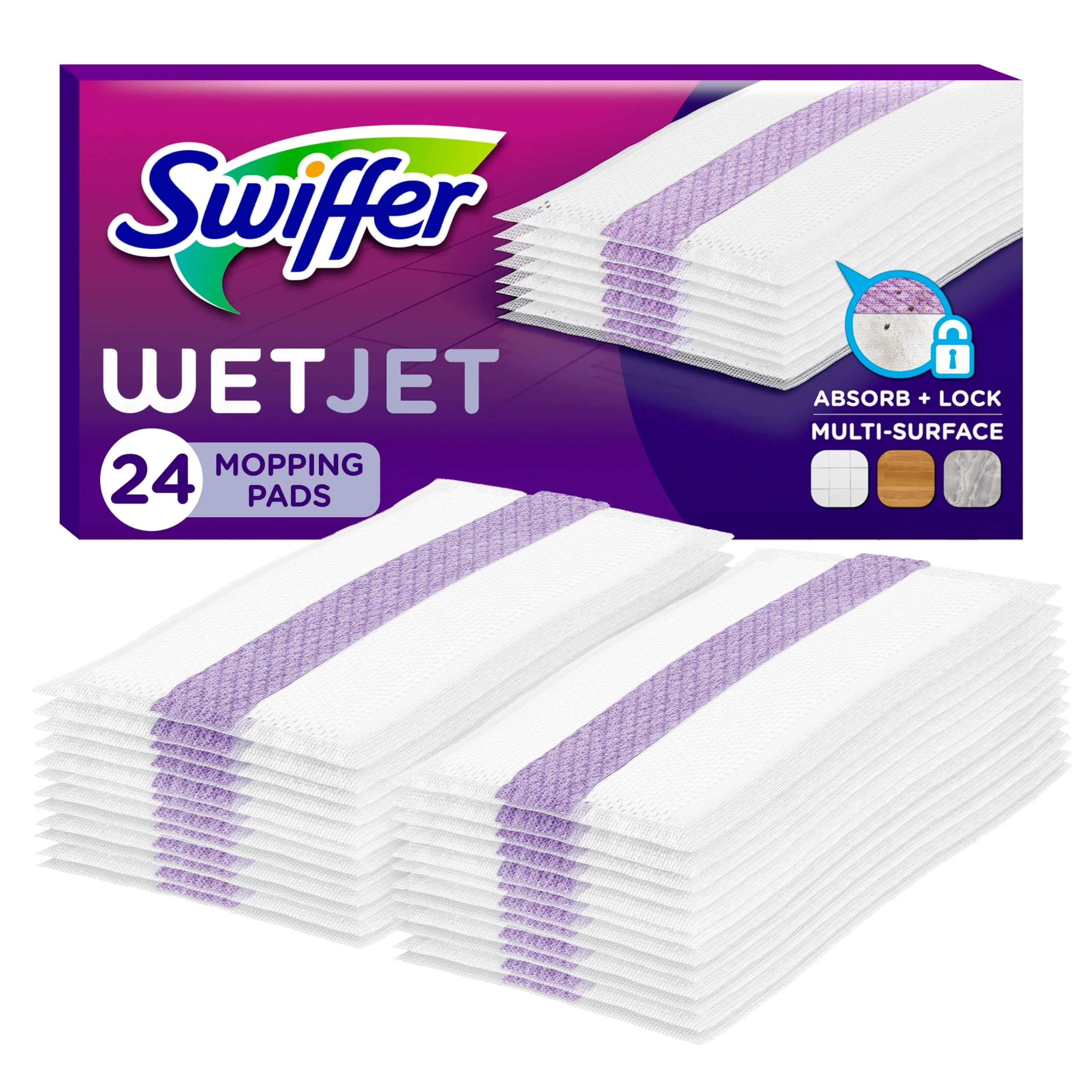 Swiffer WetJet Hardwood Floor Cleaner Spray Mop Pad Refill, 24 Count | USA Imported Cleaning Agent - main product image