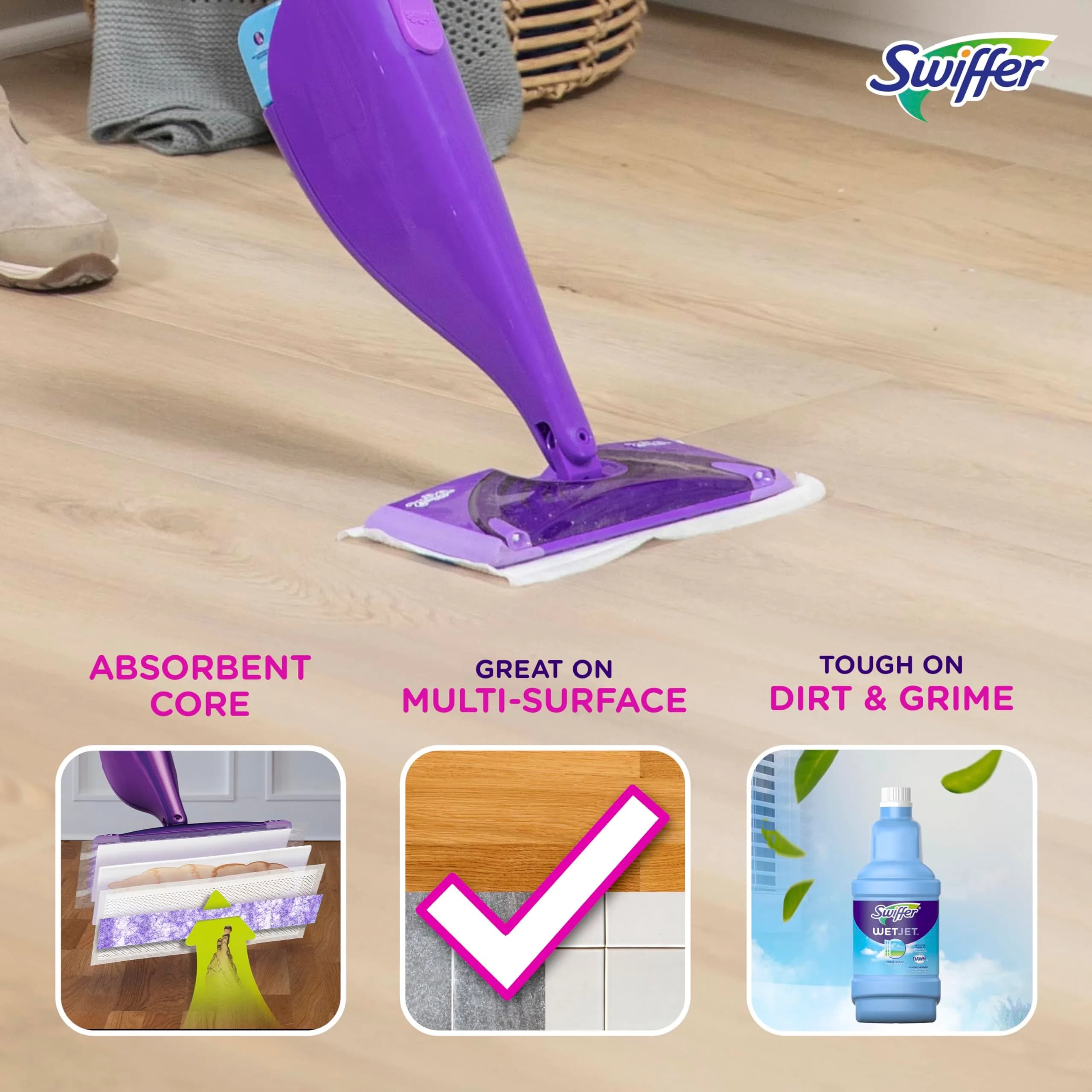 Swiffer WetJet Hardwood Floor Cleaner Spray Mop Pad Refill, 24 Count | USA Imported Cleaning Agent - view 2