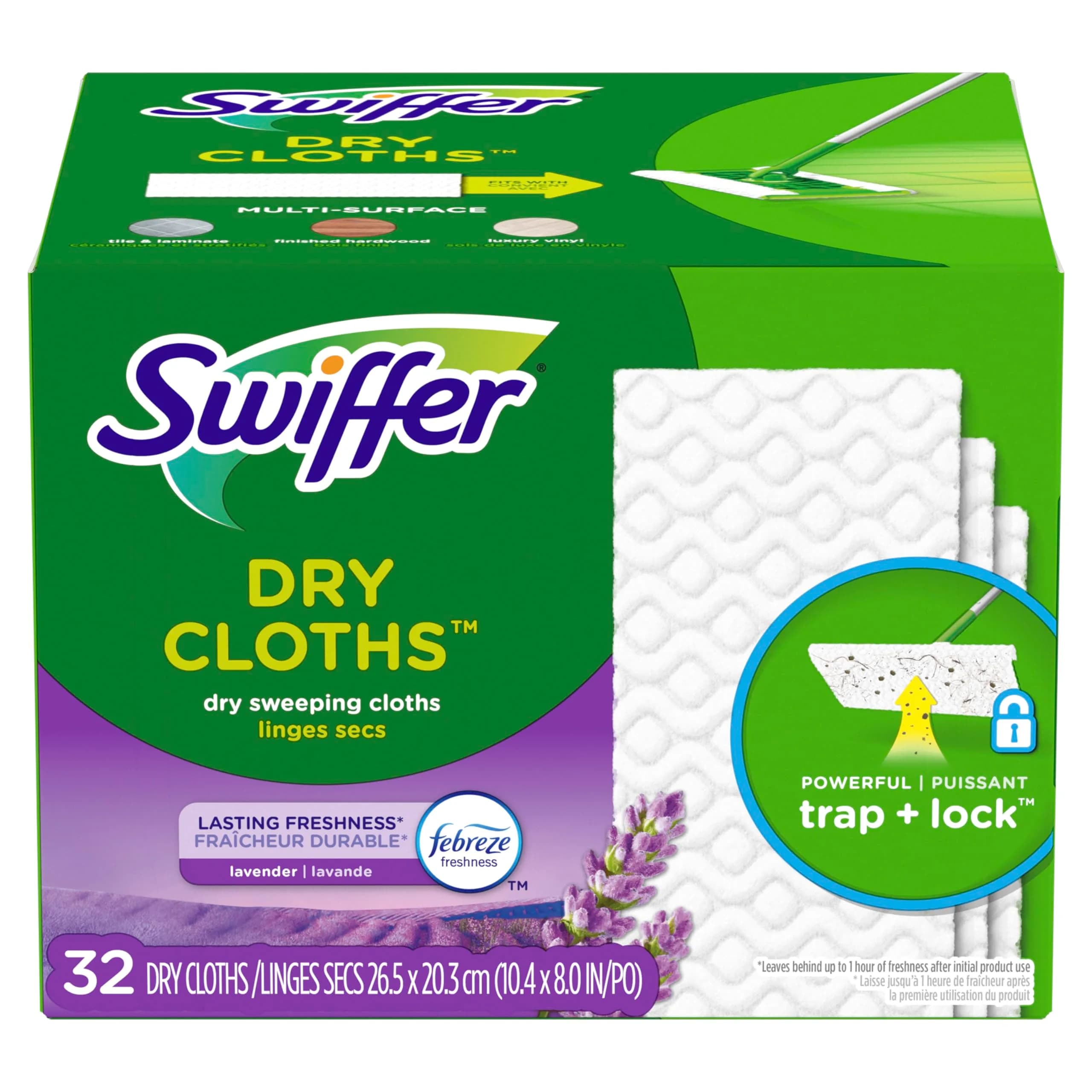 Swiffer Sweep + Mop Dry Pads Refill 32ct (96 Total Cloths) | Traps Dirt & Dust Better Than a Broom