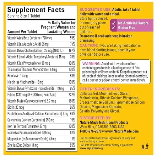 Nature Made Prenatal Multivitamin with Folic Acid, 250 Tablets | Supports Baby & Mom's Health thumbnail 8