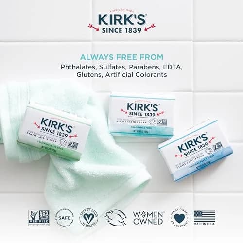 Kirk's Coconut Castile Bar Soap 4 oz | Sensitive Skin Vegan Unscented thumbnail 7