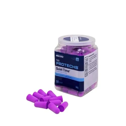 Flents Protechs Quiet Time Foam Ear Plugs, NRR 33, 50 Pair, Purple | High Noise Reduction Foam Earplugs thumbnail 1