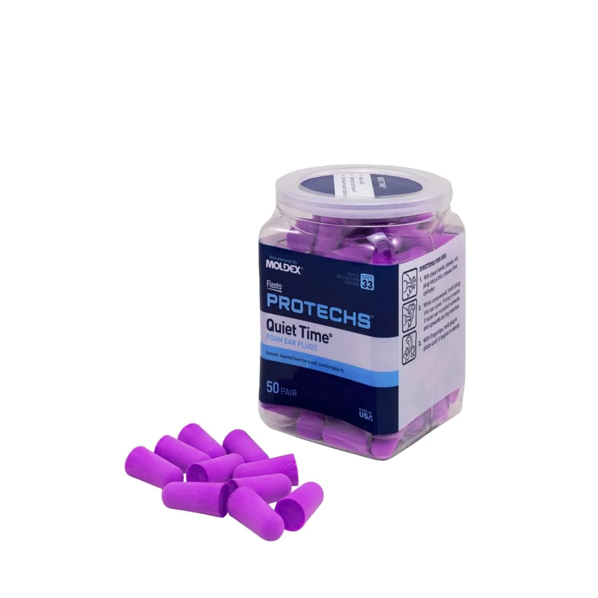 Flents Quiet Time Foam Ear Plugs NRR 33, 70 Pair Purple | High Noise Reduction for Sleep & Travel — Purple / 50 pair