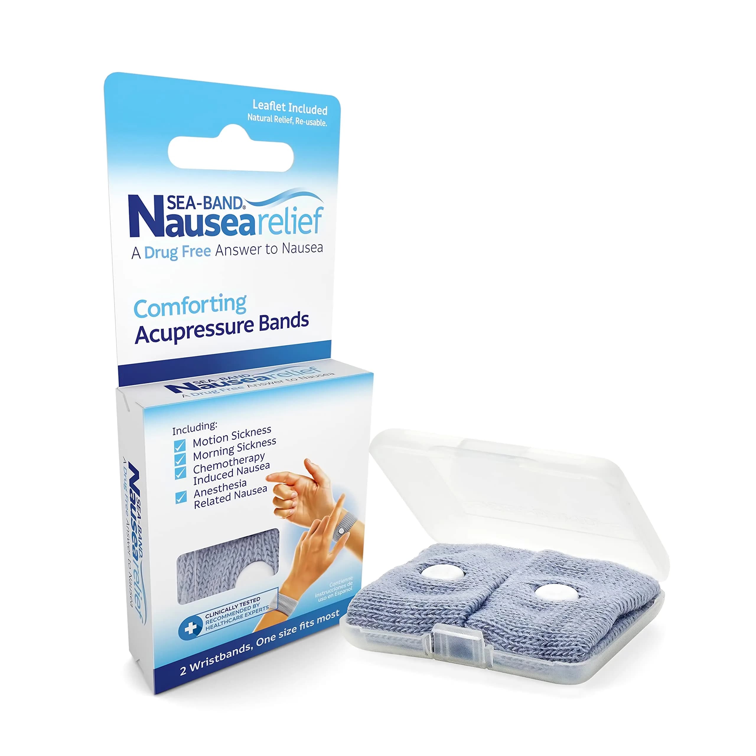 Sea-Band Gray Acupressure Bracelets (2-Pack) | Drug-Free Motion Sickness Relief - main product image