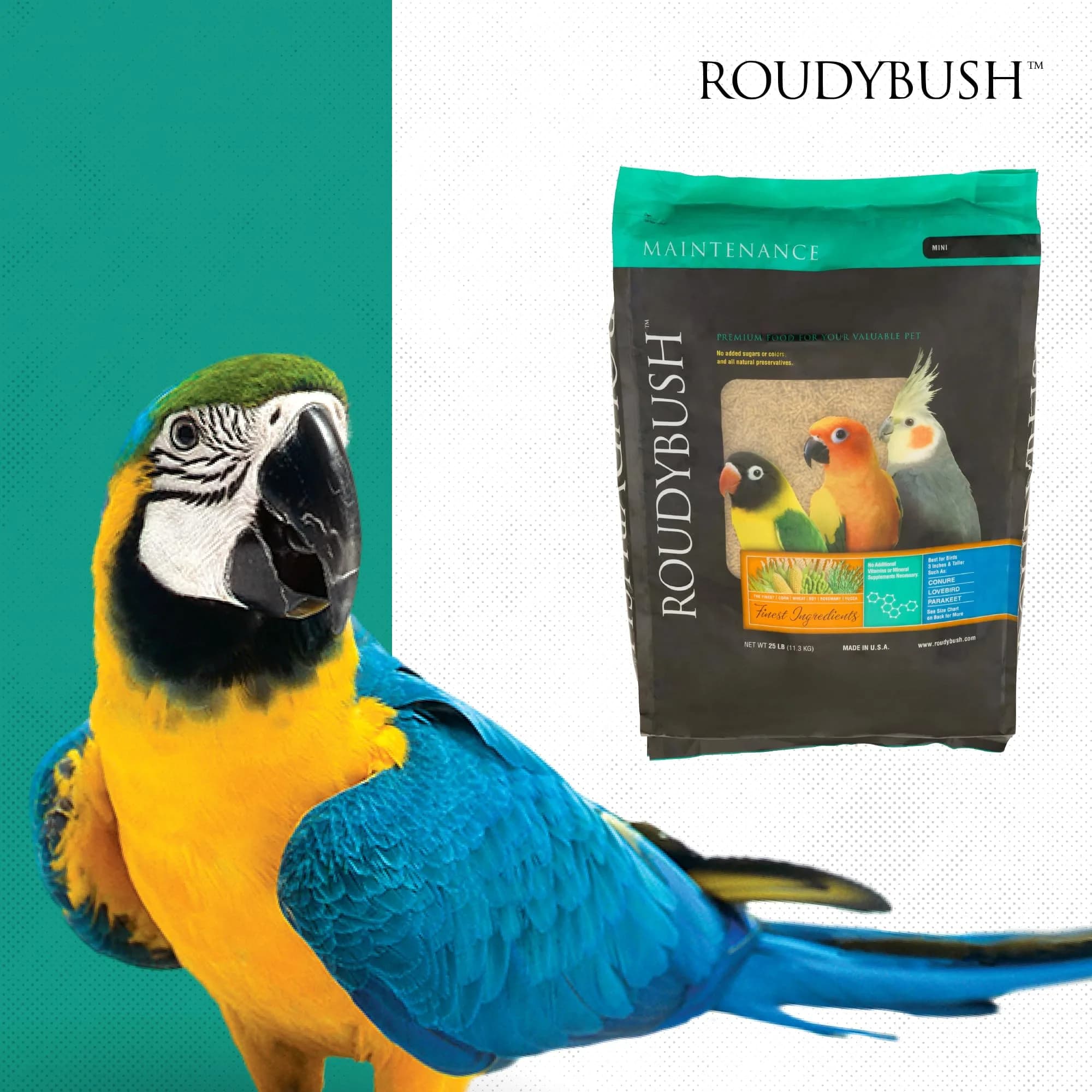RoudyBush Daily Maintenance Bird Food Mini Pellets 12.03 kg (25 lb) | Scientifically Formulated Avian Nutrition - view 8