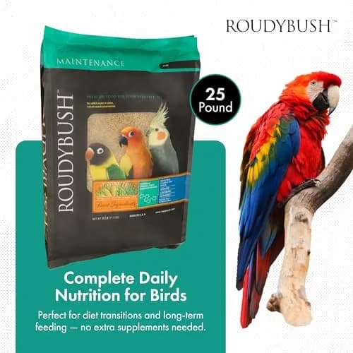 RoudyBush Daily Maintenance Bird Food Mini Pellets 12.03 kg (25 lb) | Scientifically Formulated Avian Nutrition thumbnail 2
