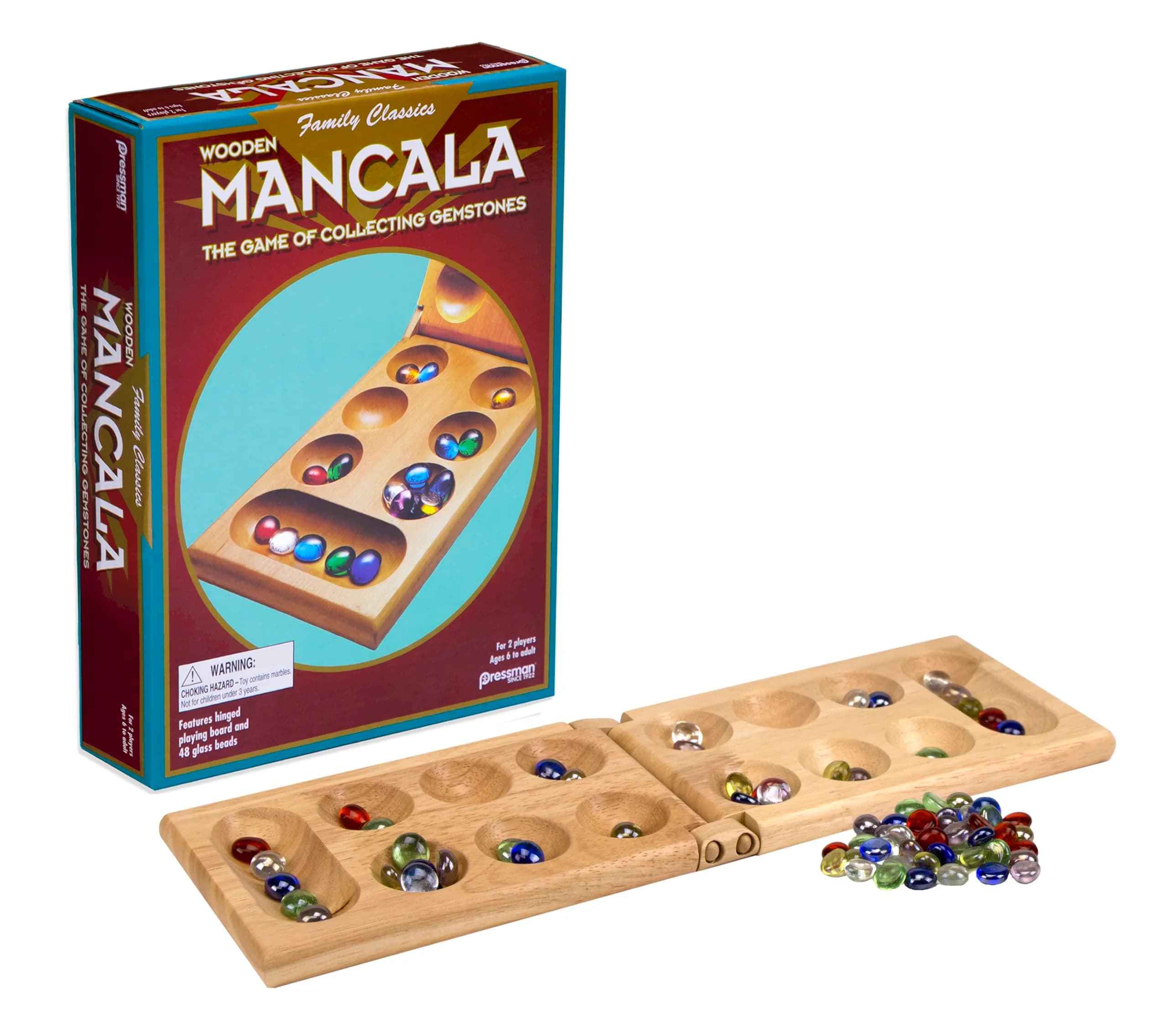 Pressman Mancala Board Game Folding Wooden Classic Strategy Game 68.58 cm x 43.18 cm | Fun Tabletop Game for Adults & Kids