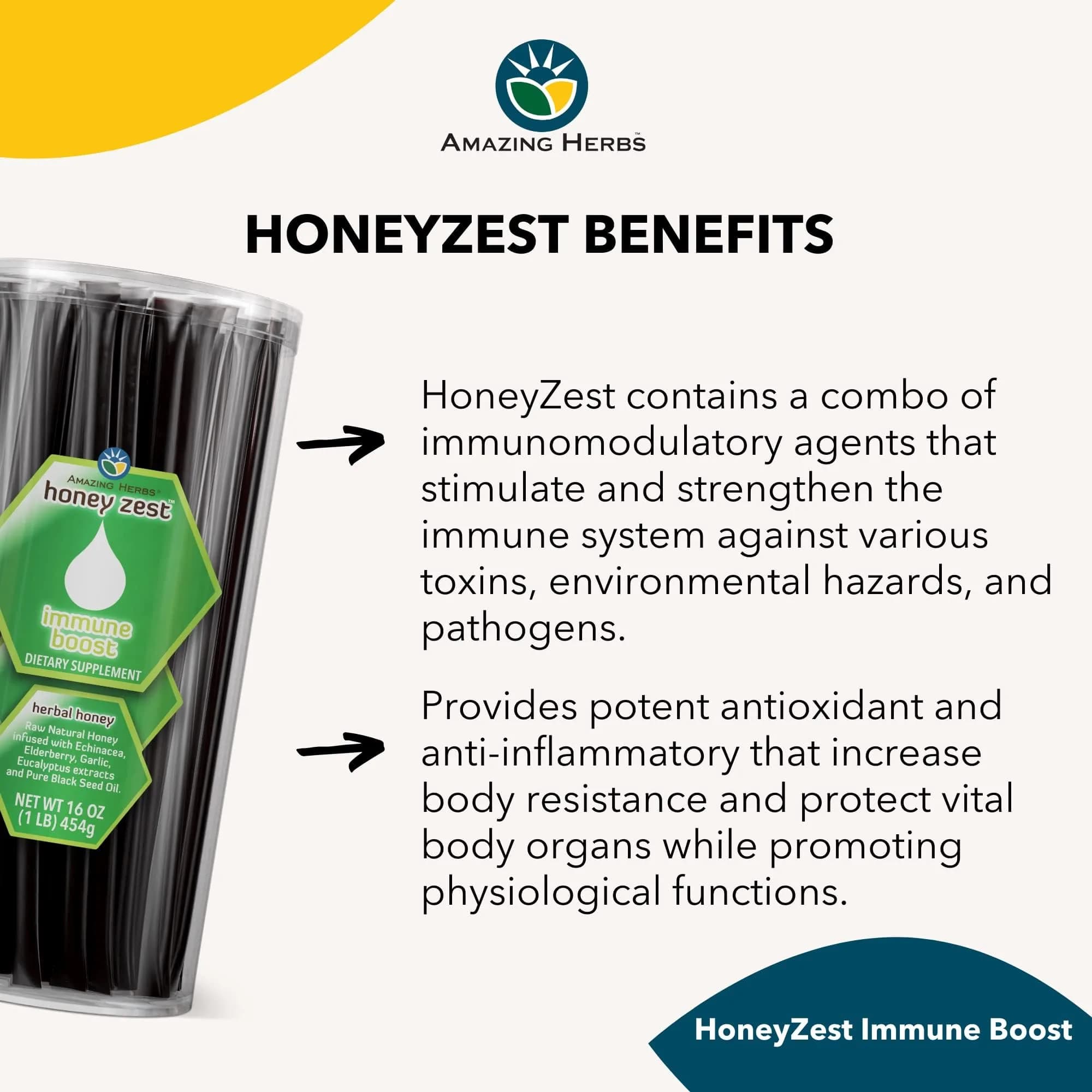 Amazing Herbs Natural Honey Sticks with Black Seed Oil, Echinacea & Elderberry | 100 Count Jar (17g/stick) - view 4