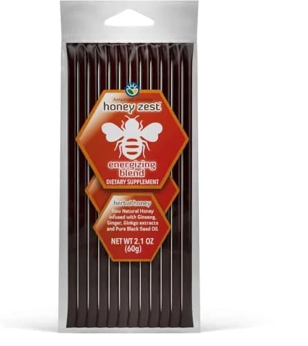 Amazing Herbs Natural Honey Sticks with Black Seed Oil, Ginseng & Ginger 12 Count (5g Each) | Gluten-Free Dietary Supplement thumbnail 1