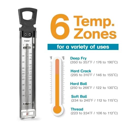 Polder Stainless Steel Candy Thermometer with Pot Clip, 30-200°C (90-400°F) | Accurate Readings for Jams, Candies, and Deep Frying thumbnail 2