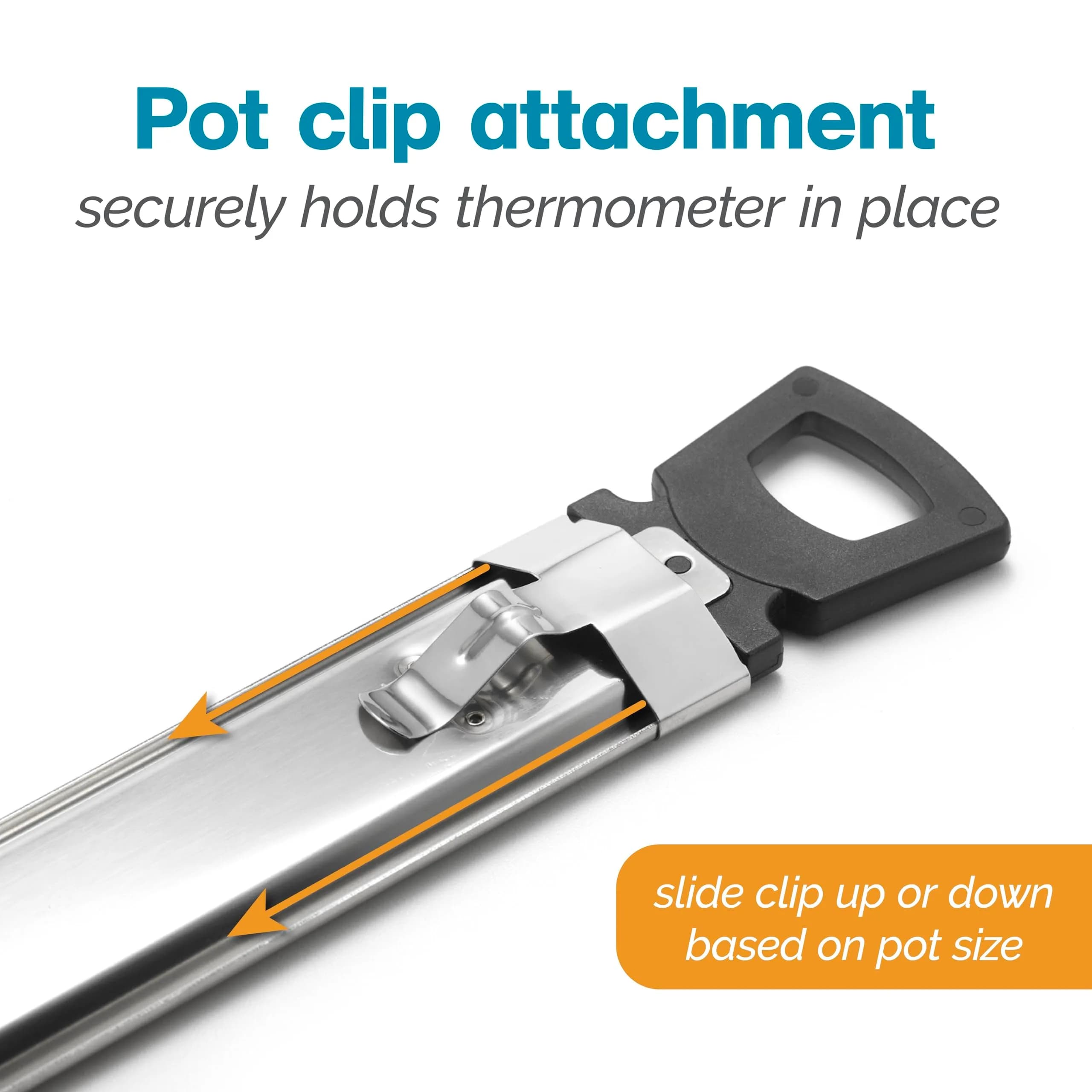 Polder Stainless Steel Candy Thermometer with Pot Clip, 30-200°C (90-400°F) | Accurate Readings for Jams, Candies, and Deep Frying - view 4