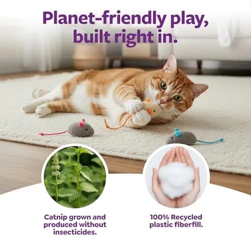 SmartyKat Skitter Critters Catnip Cat Toys - Gray/Cream, 3 Count | Catnip-Filled Mice for Play & Exercise thumbnail 5