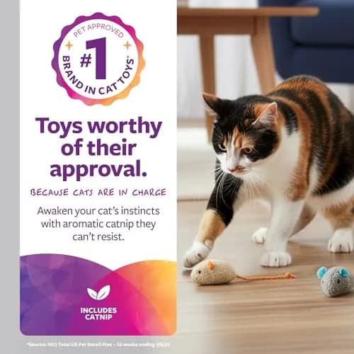 SmartyKat Skitter Critters Catnip Cat Toys - Gray/Cream, 3 Count | Catnip-Filled Mice for Play & Exercise thumbnail 2