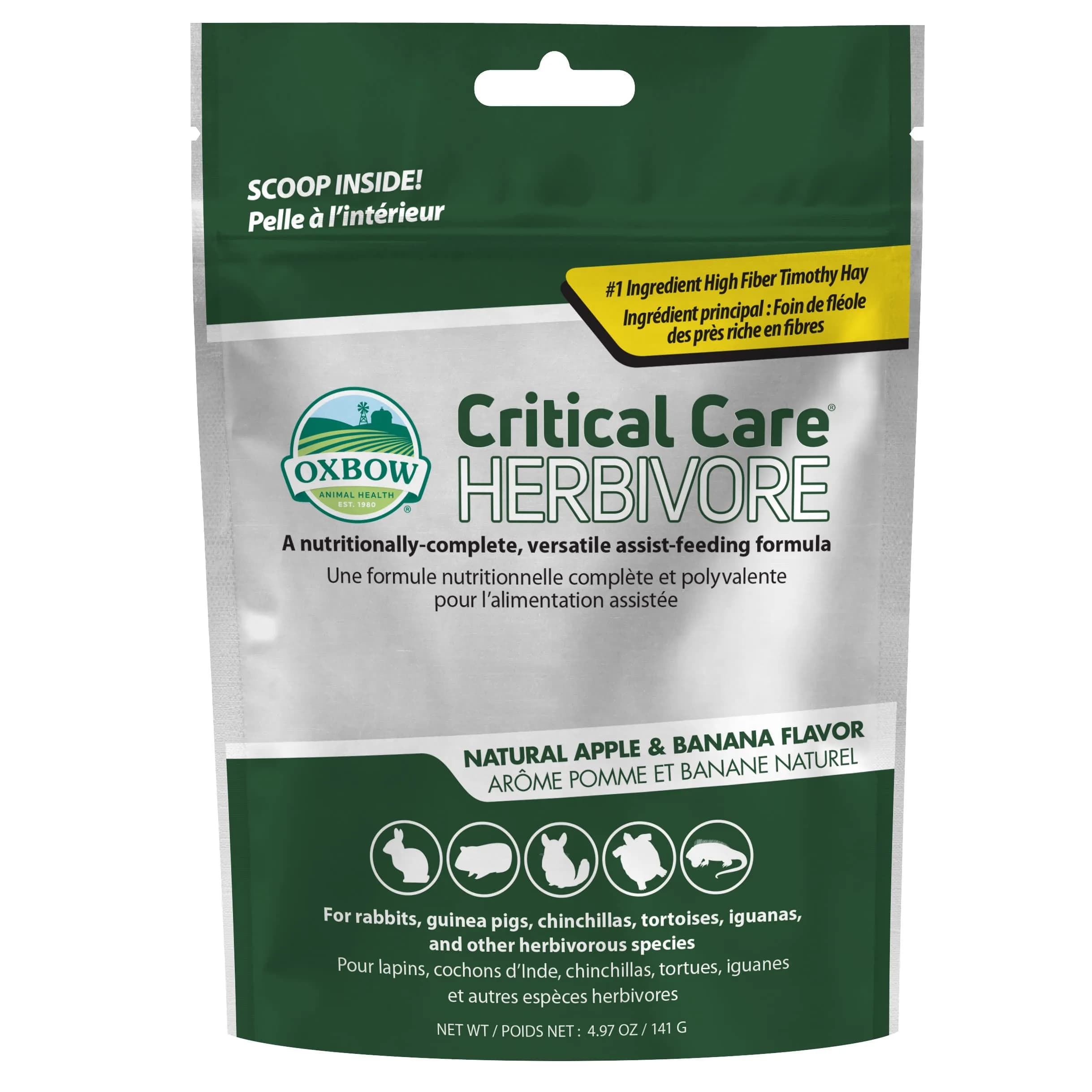 Oxbow Critical Care Herbivore Apple Banana 141 g (4.97 oz) | Veterinary Formula for Small Herbivores