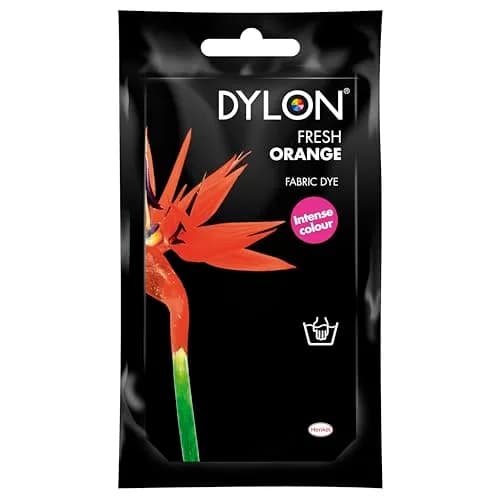 Dylon Hand Fabric Dye Sachet for Clothes & Soft Furnishings, Fresh Orange, 50g | Easy to Use, Vibrant Colors for Natural & Delicate Fabrics thumbnail 1
