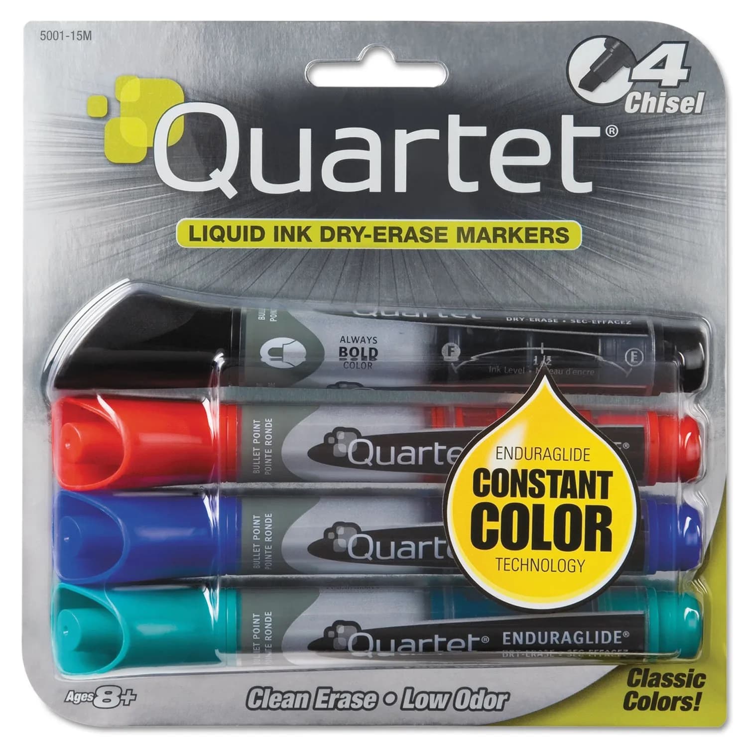 Quartet EnduraGlide Dry Erase Markers, Bullet Tip, Assorted Classic Colors, 4 Pack | Smooth Ink Flow - main product image