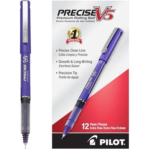 PILOT Precise V5 Rollerball Pens, Extra Fine Point 0.5 mm Purple, Pack of 12 | Smooth Ink Flow thumbnail 1
