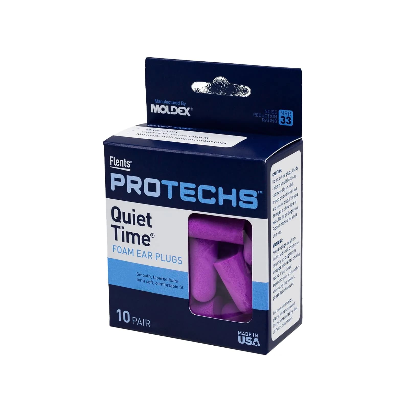 Flents Protechs Quiet Time Foam Ear Plugs NRR 33 | 10 Pair Purple
