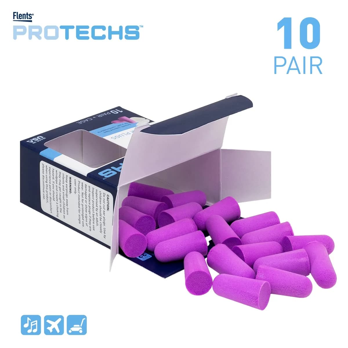 Flents Protechs Quiet Time Foam Ear Plugs NRR 33 | 10 Pair Purple - view 2