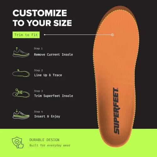 Superfeet All-Purpose High Impact Support Insoles, Men 9.5-11 / Women 10.5-12 | Shock Absorbing Foam thumbnail 7