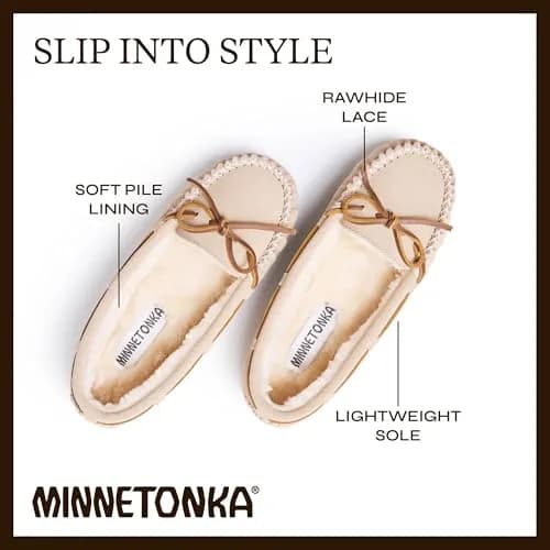 Minnetonka Cally Moccasin Slipper, Size 9 | Classic Brown Suede, Faux Fur Lining, Indoor Comfort thumbnail 5