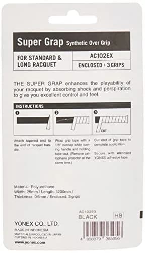 Yonex Super Grap Overgrip 3-Pack Black | Enhances Racquet Playability thumbnail 2