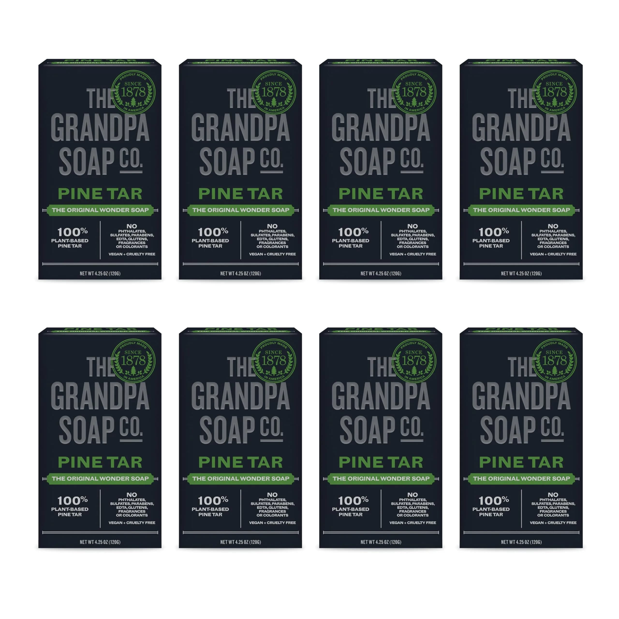 Grandpa's Pine Tar Bar Soap for Men 340g (12 oz) | 3-in-1 Cleanser, Deodorizer, Moisturizer for Sensitive Skin