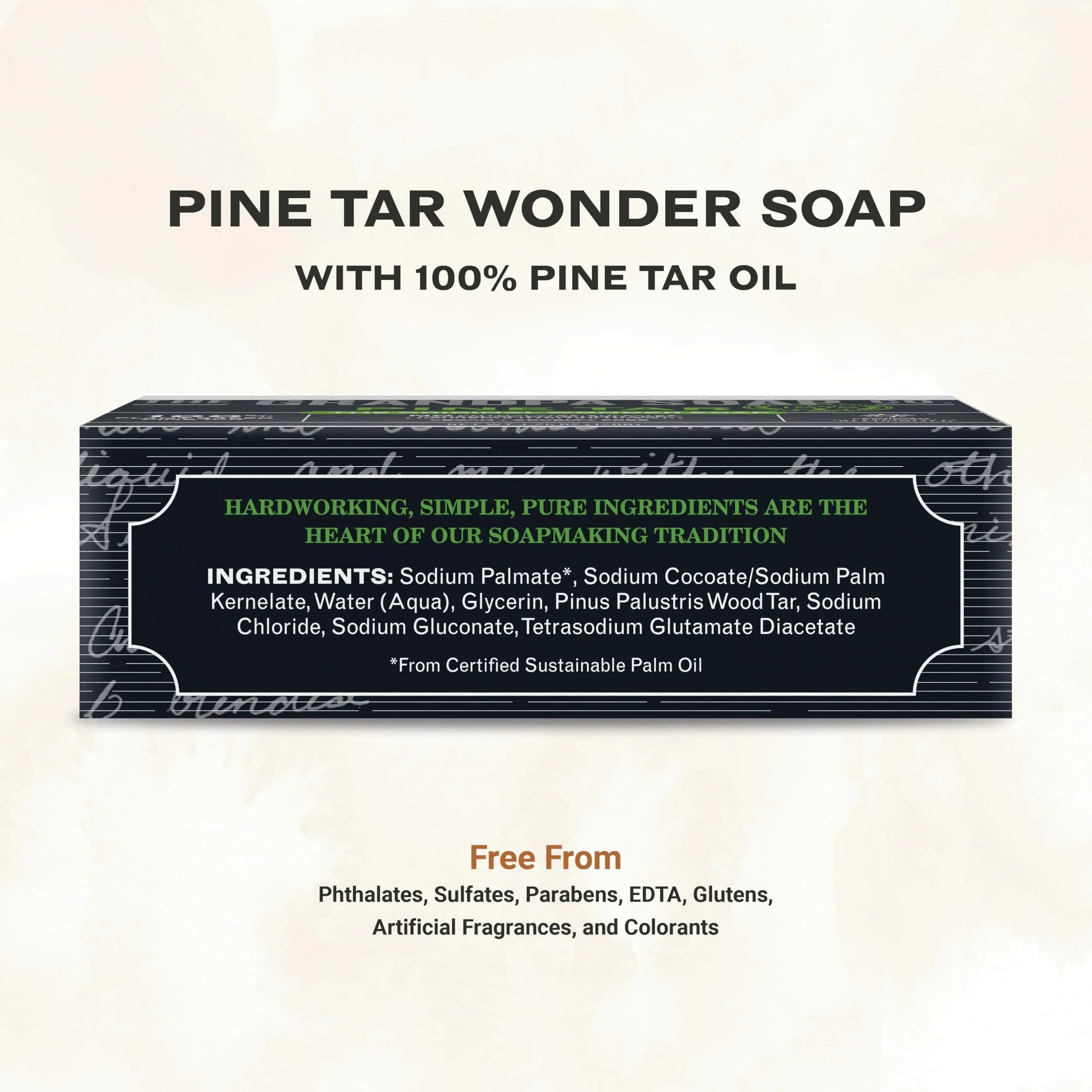 Grandpa's Pine Tar Bar Soap for Men 340g (12 oz) | 3-in-1 Cleanser, Deodorizer, Moisturizer for Sensitive Skin - view 2