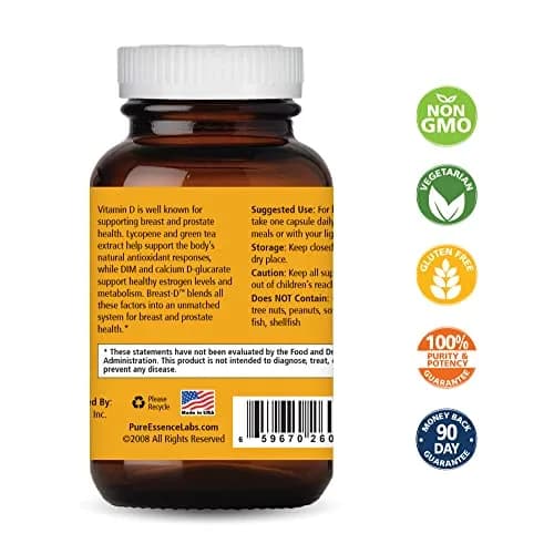 PURE ESSENCE LABS Breast D 30 Capsules | Estrogen Balance & Menopause Support with Vitamin D3 thumbnail 2