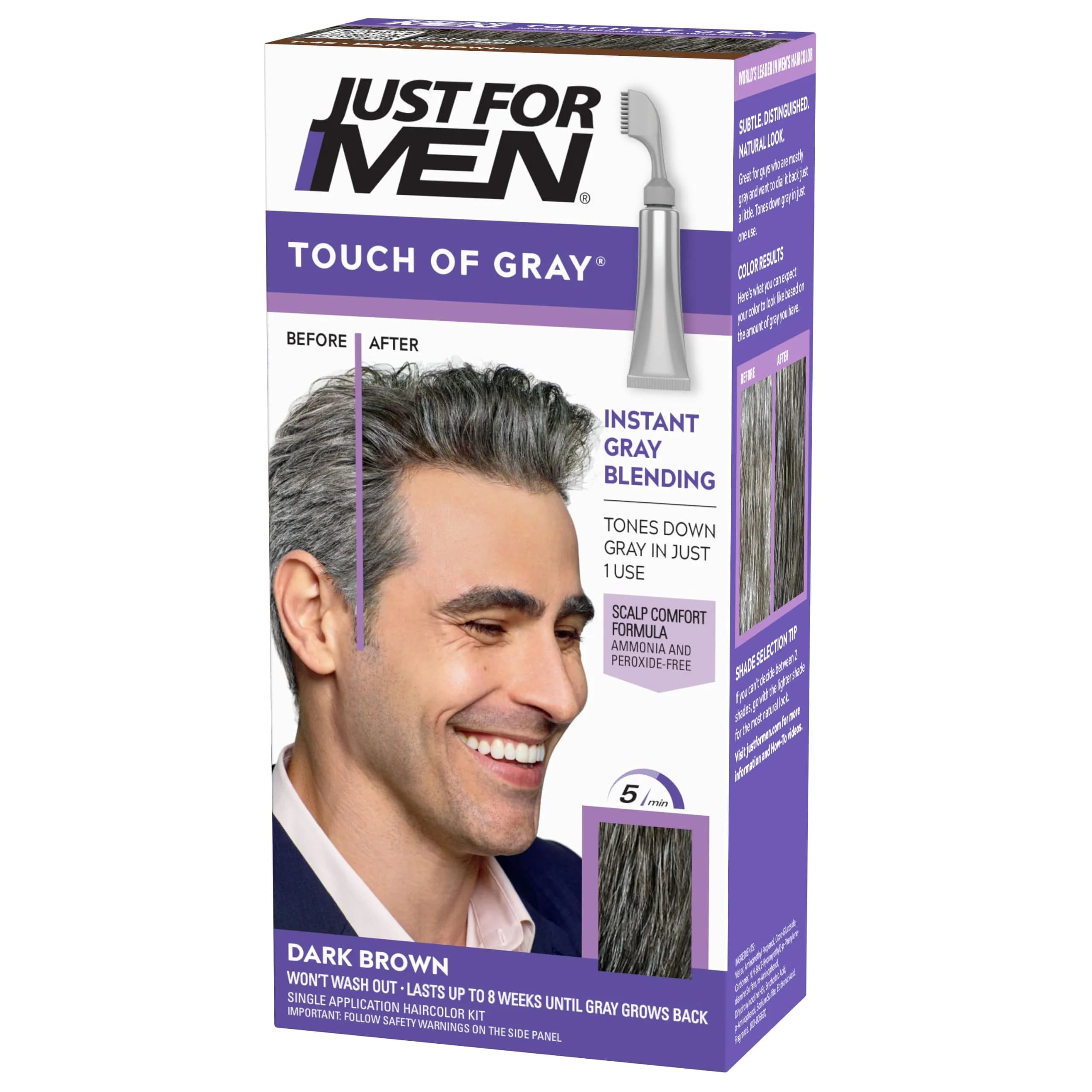 JUST FOR MEN Touch of Gray, Salt & Pepper Look, Dark Brown T-45 (1-Pack) - main product image