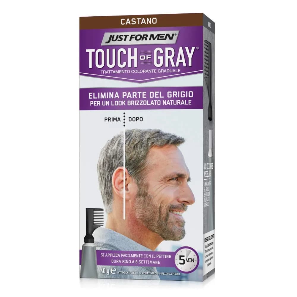 Just For Men Touch of Gray Hair Color T-45 Dark Brown | Blends Gray for Salt & Pepper Look - main product image