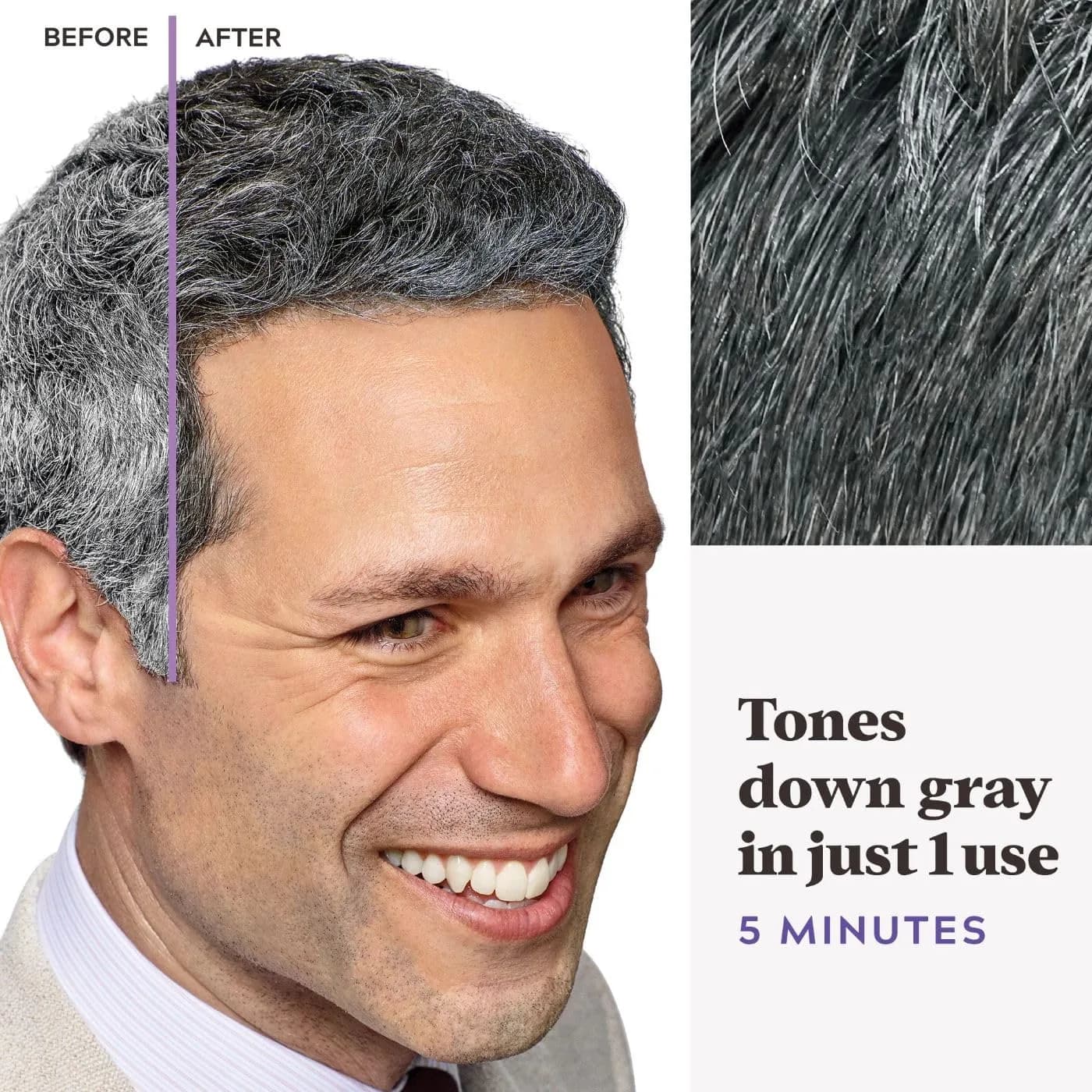 Just For Men Touch of Gray Hair Color, Salt & Pepper Look, Black T-55, 1 Kit | Ammonia & Peroxide Free - view 4