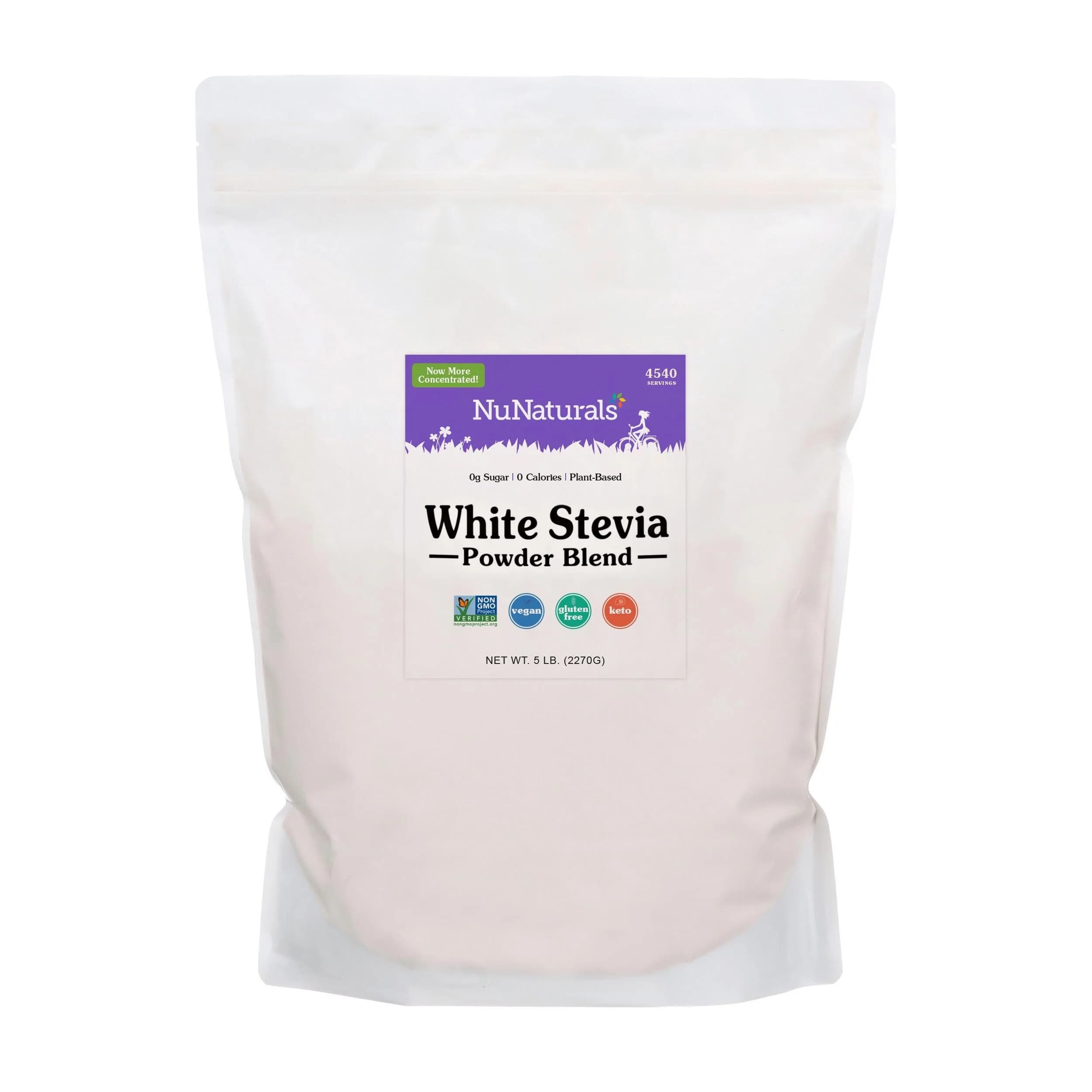 Nunaturals White Stevia Powder Blend 5 lb | Sugar-Free Natural Sweetener for Guilt-Free Indulgence - main product image
