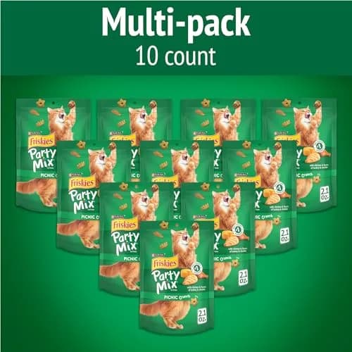Friskies Purina Party Mix Picnic Crunch Cat Treats 2.1 oz (10 Pack) | Crunchy, Real Chicken & Flavorful thumbnail 2
