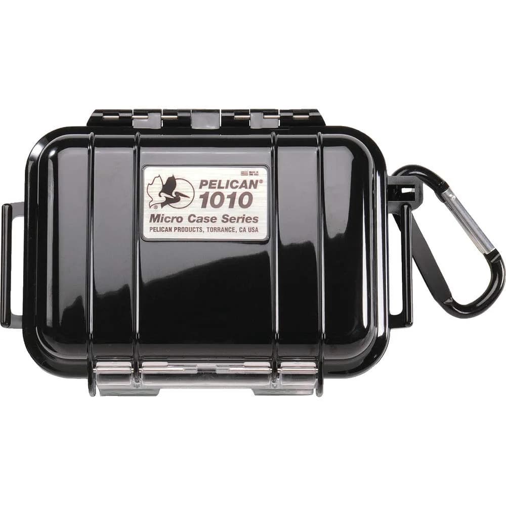 Pelican 1010 Micro Case Black/Clear 13.3cm (5.24" L x 3.23" W x 2.05" H) | IP67 Water Resistant, Crushproof, Dustproof — Black