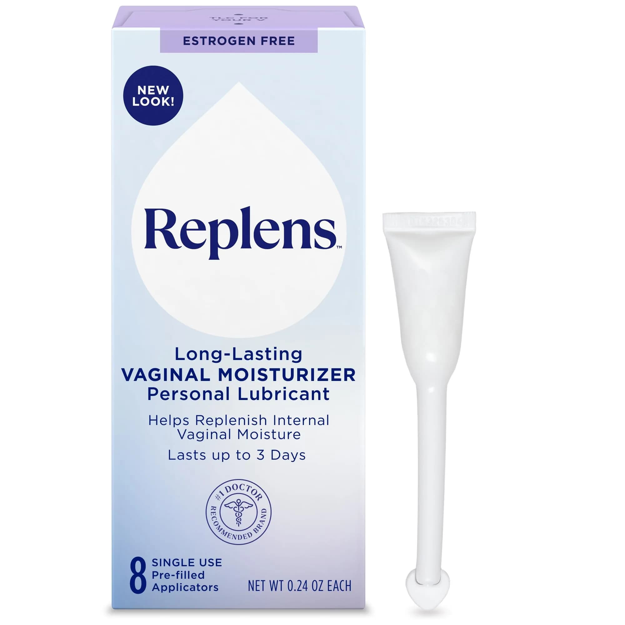 Replens Long Lasting Vaginal Moisturizer 8 Applicators | Estrogen-Free, 3-Day Hydration - main product image