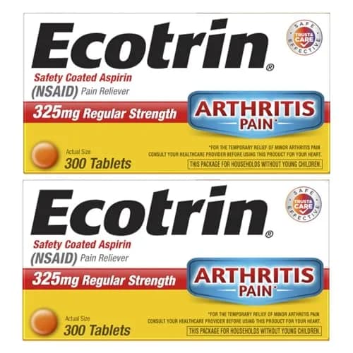 Ecotrin Regular Strength Aspirin 600 Tablets | Safer on Stomach & Cardiologist Recommended thumbnail 1