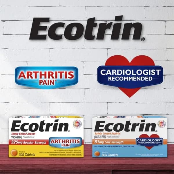 Ecotrin Regular Strength Aspirin 600 Tablets | Safer on Stomach & Cardiologist Recommended thumbnail 9
