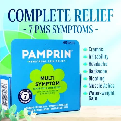 Pamprin Maximum Strength Multi-Symptom Menstrual Relief Tablets, 40-Count Boxes (Pack of 3) | Effective Menstrual Discomfort Relief thumbnail 7