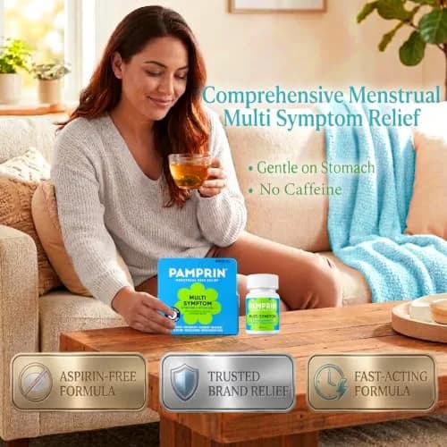 Pamprin Maximum Strength Multi-Symptom Menstrual Relief Tablets, 40-Count Boxes (Pack of 3) | Effective Menstrual Discomfort Relief thumbnail 3