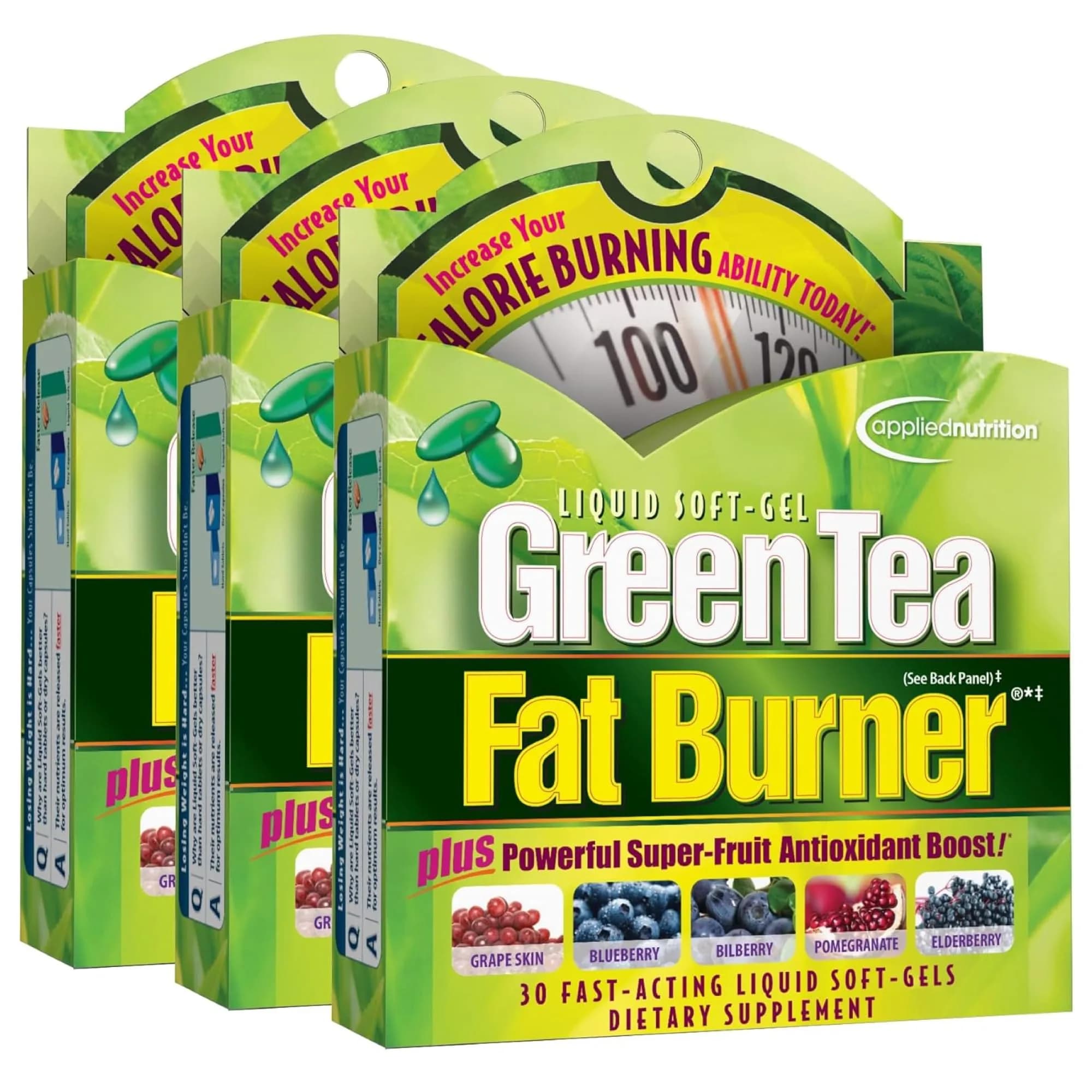 Applied Nutrition Green Tea Fat Burner Metabolism Support 30 Count | Liquid Soft-Gels for Energy & Fat Oxidation - main product image
