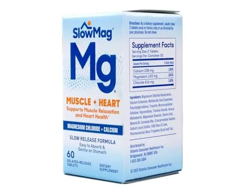 SlowMag MG Muscle + Heart Magnesium Chloride with Calcium Tablets 60 Count (Pack of 2) | Supports Heart, Muscles & Nervous System thumbnail 6