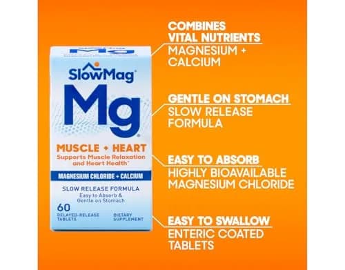 SlowMag MG Muscle + Heart Magnesium Chloride with Calcium Tablets 60 Count (Pack of 2) | Supports Heart, Muscles & Nervous System thumbnail 8