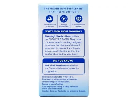 SlowMag MG Muscle + Heart Magnesium Chloride with Calcium Tablets 60 Count (Pack of 2) | Supports Heart, Muscles & Nervous System thumbnail 2