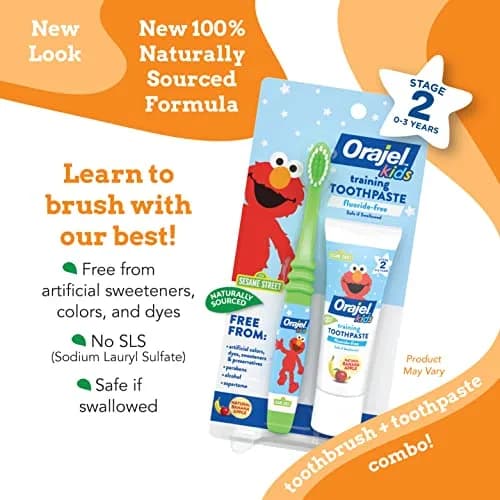 Orajel Naturals Fluoride-Free Toothpaste and Toothbrush for Ages 0-3, 1 Oz (29.57 ml) | Pediatrician Recommended thumbnail 2
