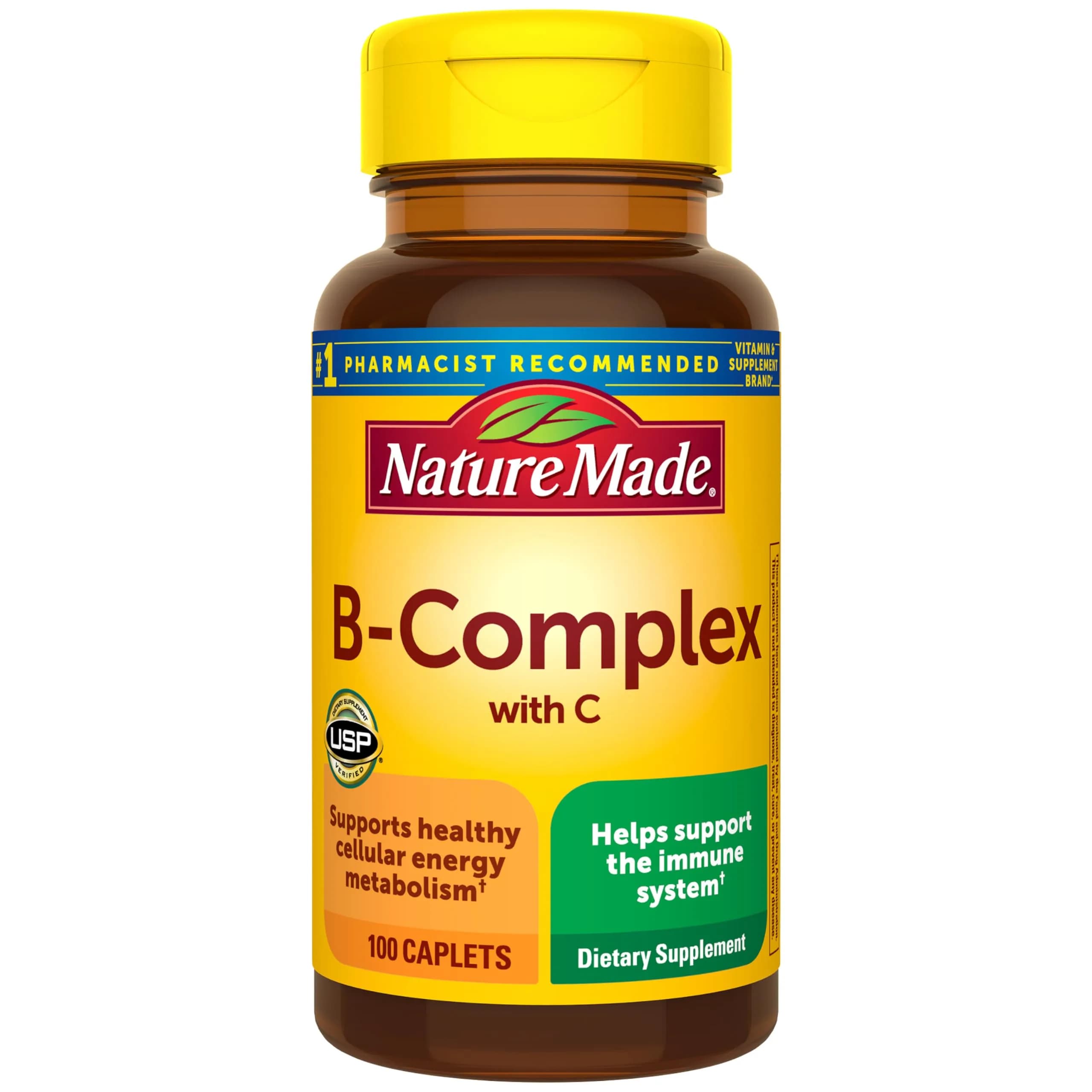 Nature Made B Complex Supplement with Vitamin C, 100 Caplets | Supports Energy & Immunity — Caplet