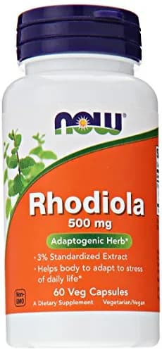 NOW Rhodiola Rhodiola Rosea 500mg | Adaptogenic Stress Support Vegetarian Capsules thumbnail 1
