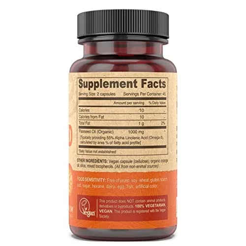 DEVA Organic Vegan Flax Seed Oil Capsules 90 Count | Rich in Omega-3, Cold-Pressed & Unrefined thumbnail 2
