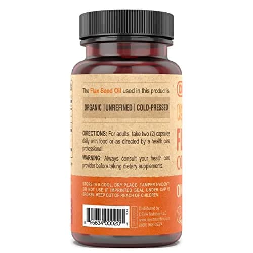 DEVA Organic Vegan Flax Seed Oil Capsules 90 Count | Rich in Omega-3, Cold-Pressed & Unrefined thumbnail 3